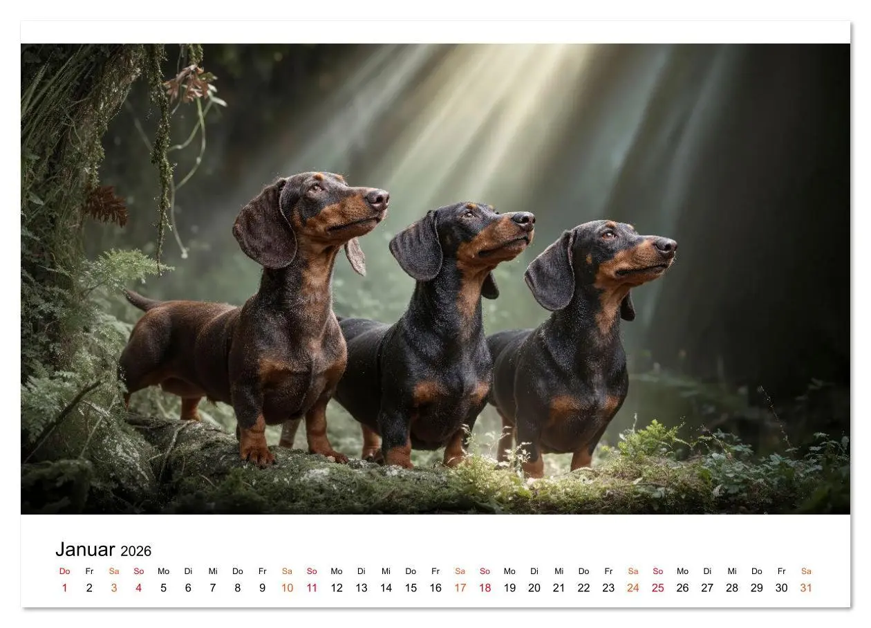 Bild: 9783516635355 | Dackel - ein Blick genügt (Wandkalender 2026 DIN A2 quer), CALVENDO...