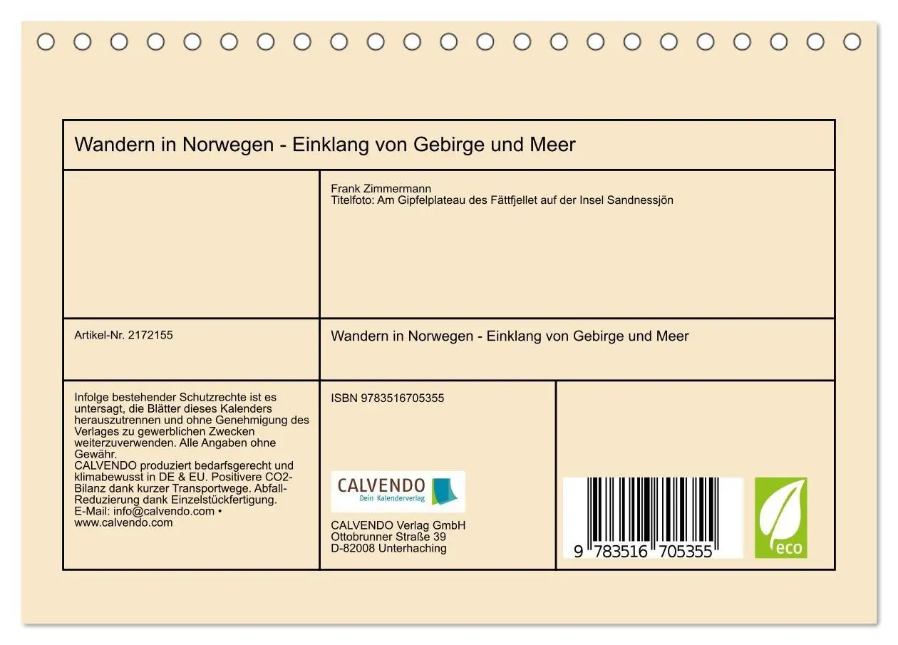 Bild: 9783516705355 | Wandern in Norwegen - Einklang von Gebirge und Meer (Tischkalender...