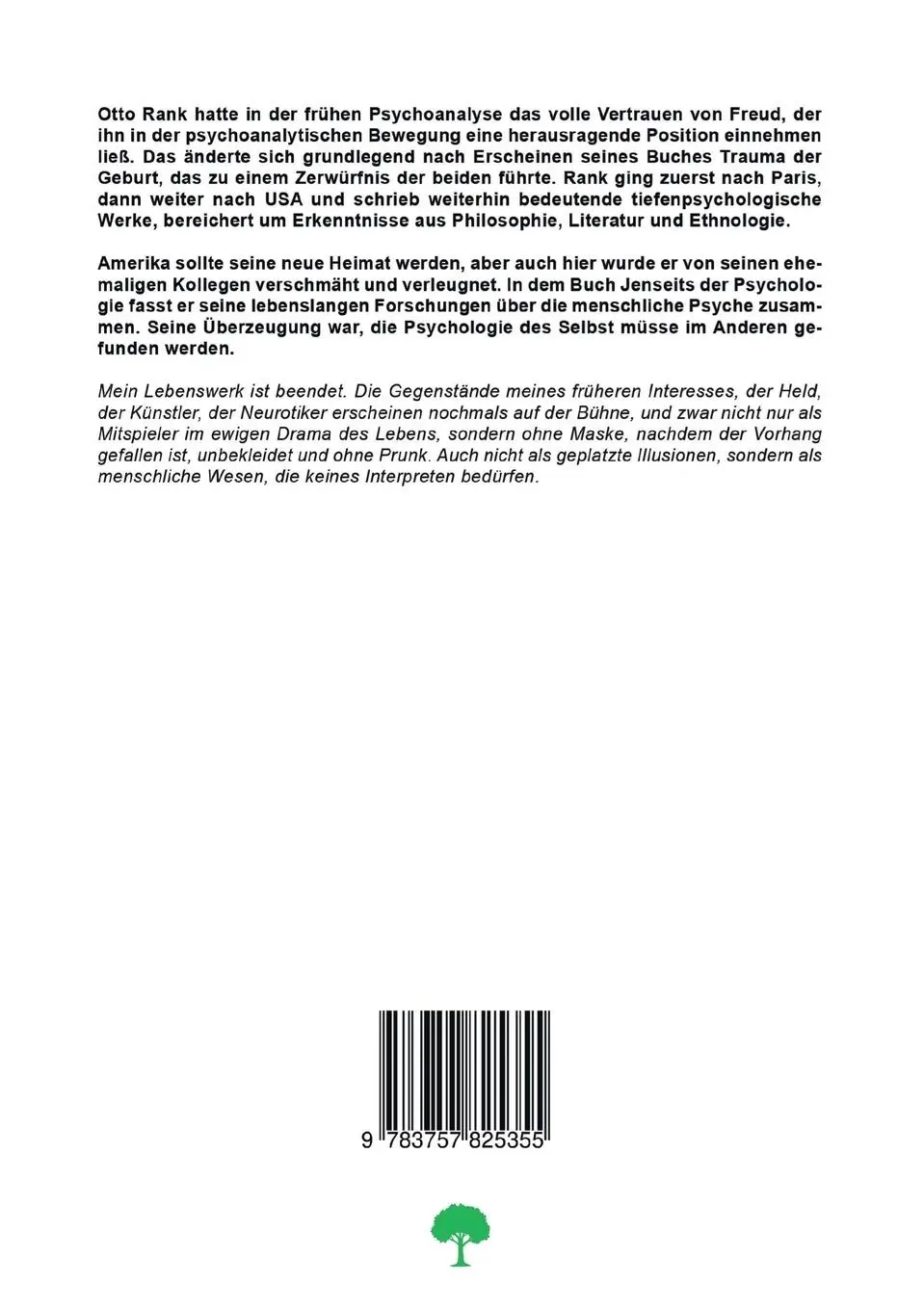 Rückseite: 9783757825355 | Jenseits der Psychologie | Otto Rank | Taschenbuch | 266 S. | Deutsch