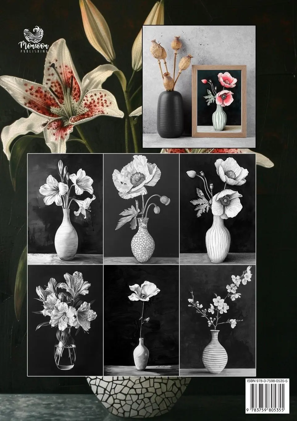 Rückseite: 9783759805355 | Flowers in Vases Coloring Book for Adults | Monsoon Publishing | Buch
