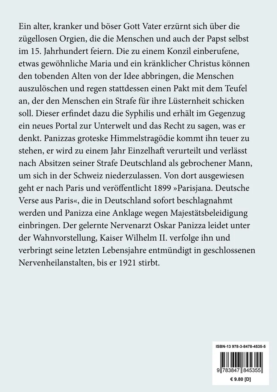 Rückseite: 9783847845355 | Das Liebeskonzil (Großdruck) | Oskar Panizza | Taschenbuch | 116 S.