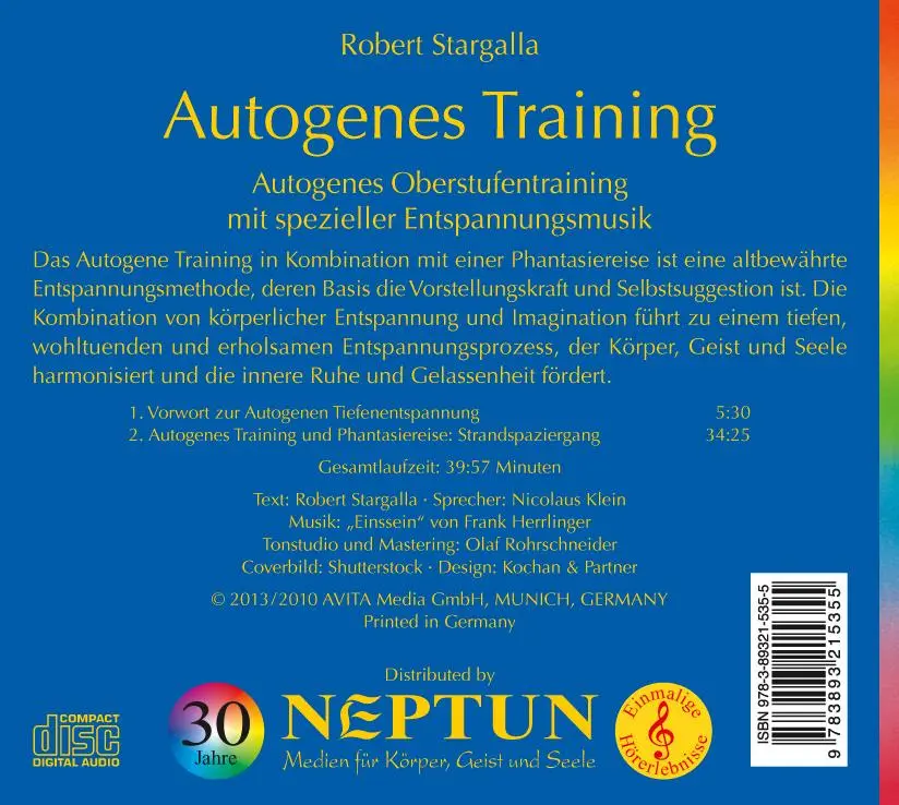 Rückseite: 9783893215355 | Autogene Tiefenentspannung | Robert Stargalla | Audio-CD | 40 Min.