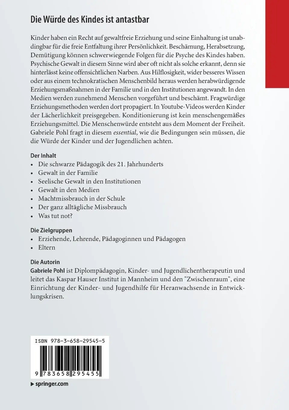Rückseite: 9783658295455 | Die Würde des Kindes ist antastbar | Gabriele Pohl | Taschenbuch