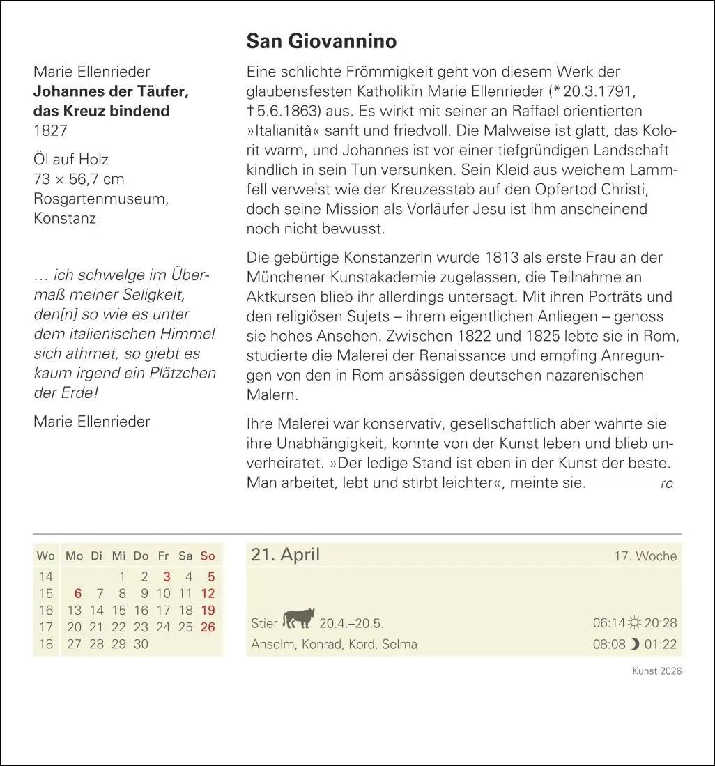 Bild: 9783840035555 | Kunst Tagesabreißkalender 2026 - Kulturkalender - Künstler, Werke,...