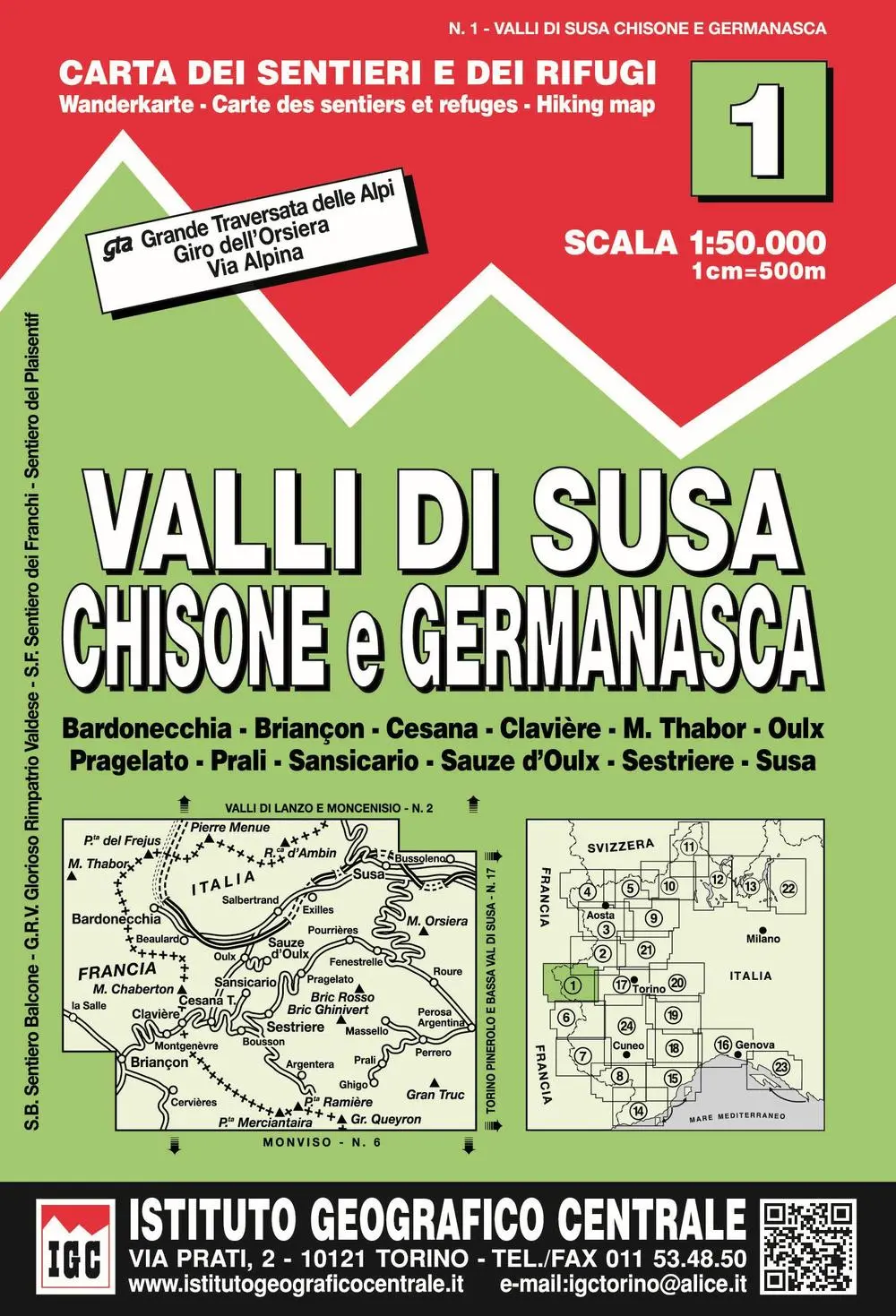 Cover: 9788896455555 | IGC Italien 1 : 50 000 Wanderkarte 01 Valli di Susa, Chisone e...
