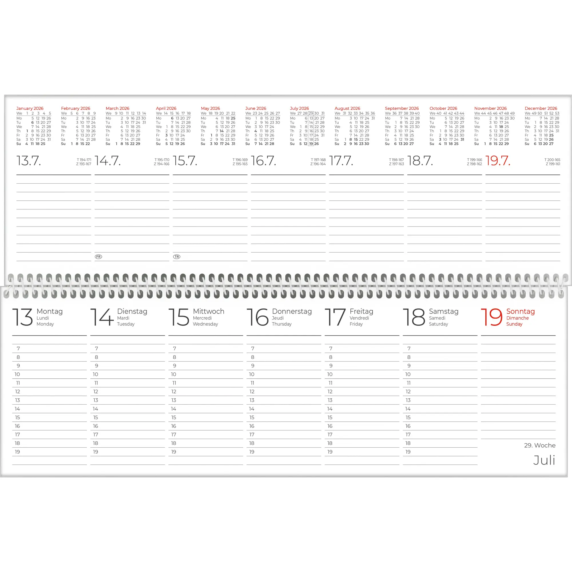 Bild: 4069095005655 | Tischquerkalender schwarz 2026 - 29,6x9,9 cm - 1 Woche auf 2 Seiten...