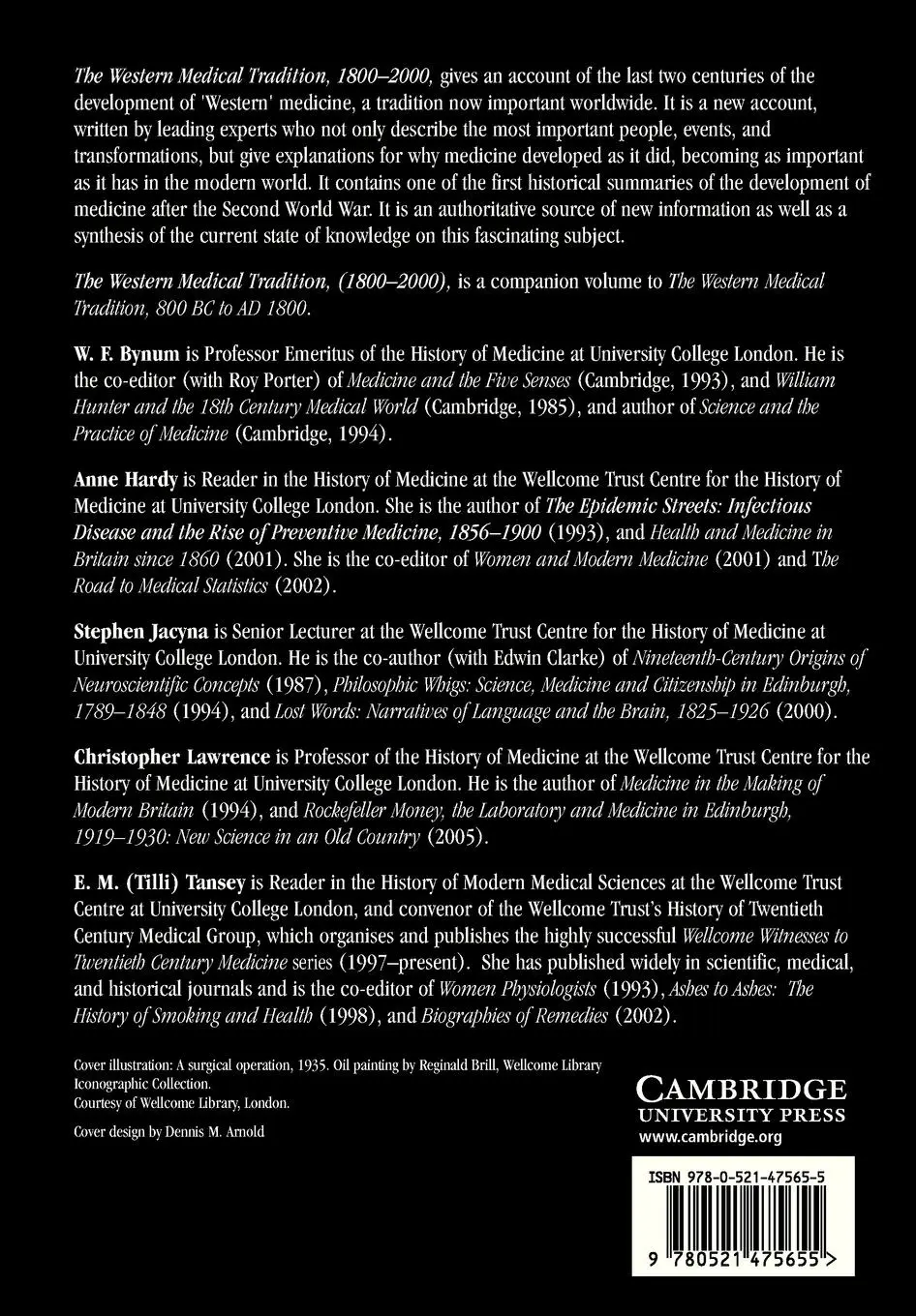 Rückseite: 9780521475655 | The Western Medical Tradition | 1800-2000 | W. F. Bynum (u. a.) | Buch