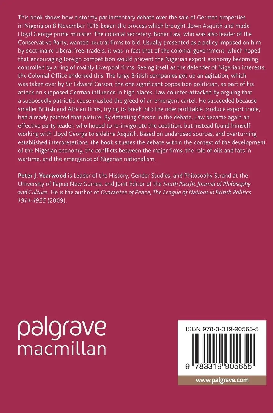 Rückseite: 9783319905655 | Nigeria and the Death of Liberal England | Peter J. Yearwood | Buch