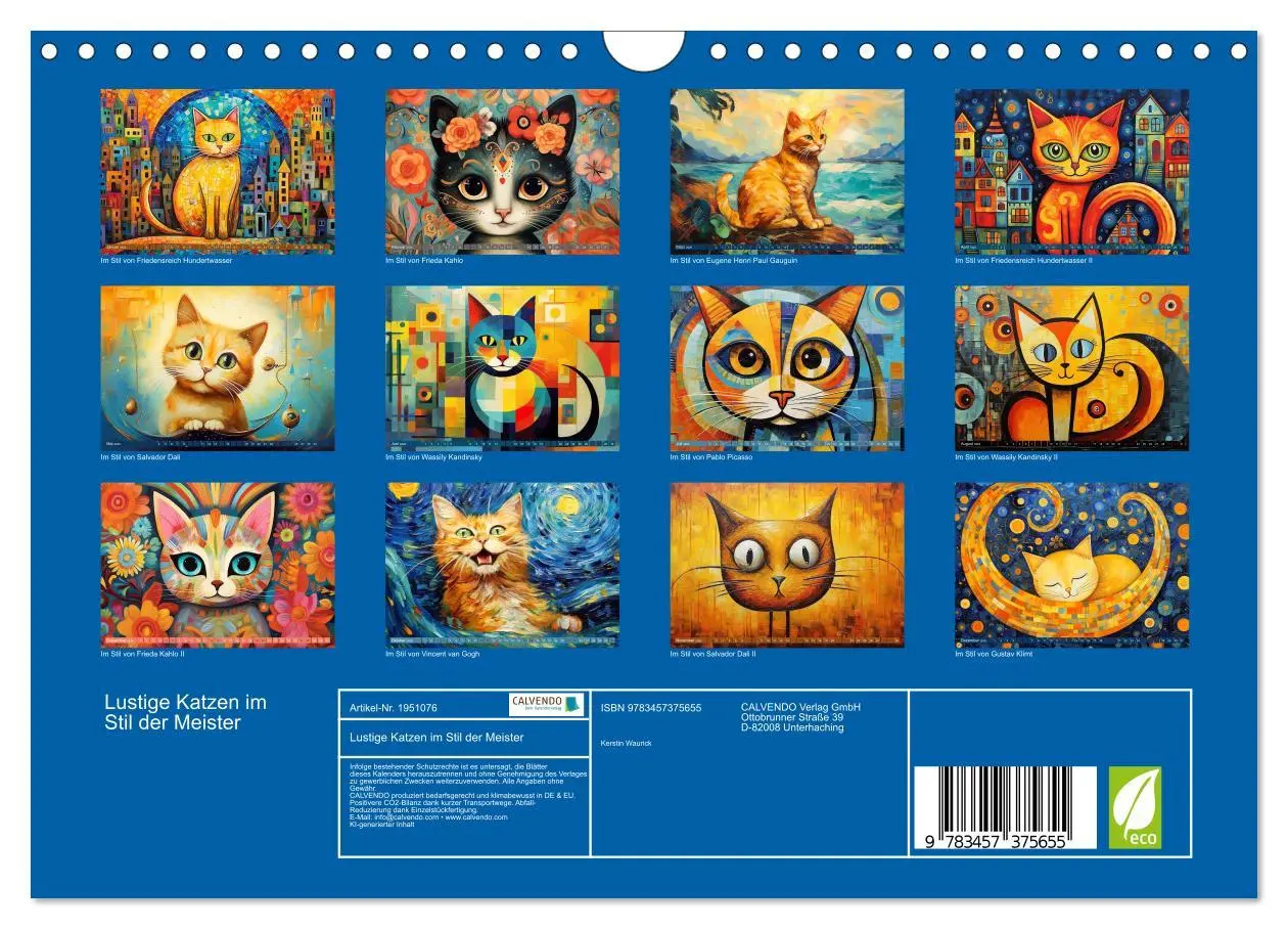 Bild: 9783457375655 | Lustige Katzen im Stil der Meister (Wandkalender 2026 DIN A4 quer),...