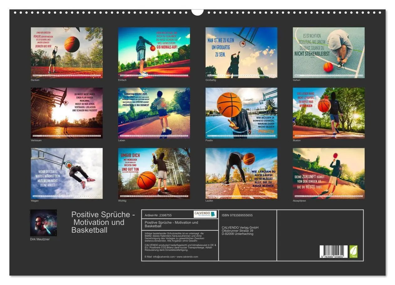Bild: 9783569555655 | Positive Sprüche - Motivation und Basketball (Wandkalender 2027 DIN...