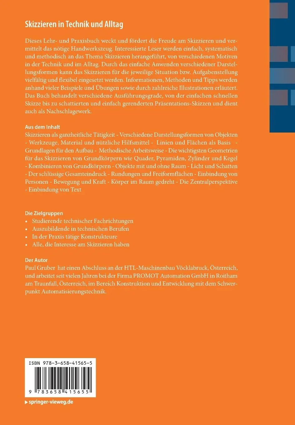 Rückseite: 9783658415655 | Skizzieren in Technik und Alltag | Paul Gruber | Taschenbuch | xiii
