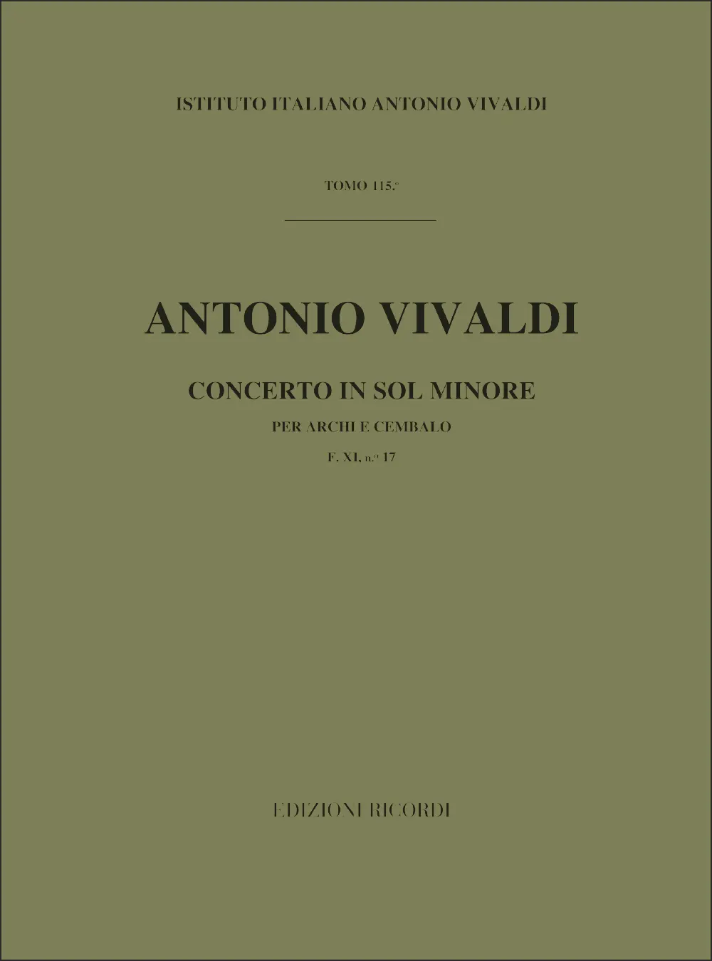 Cover: 9790041905655 | Concerto in Sol Minore per Archi e Cembalo | Antonio Vivaldi | Ricordi
