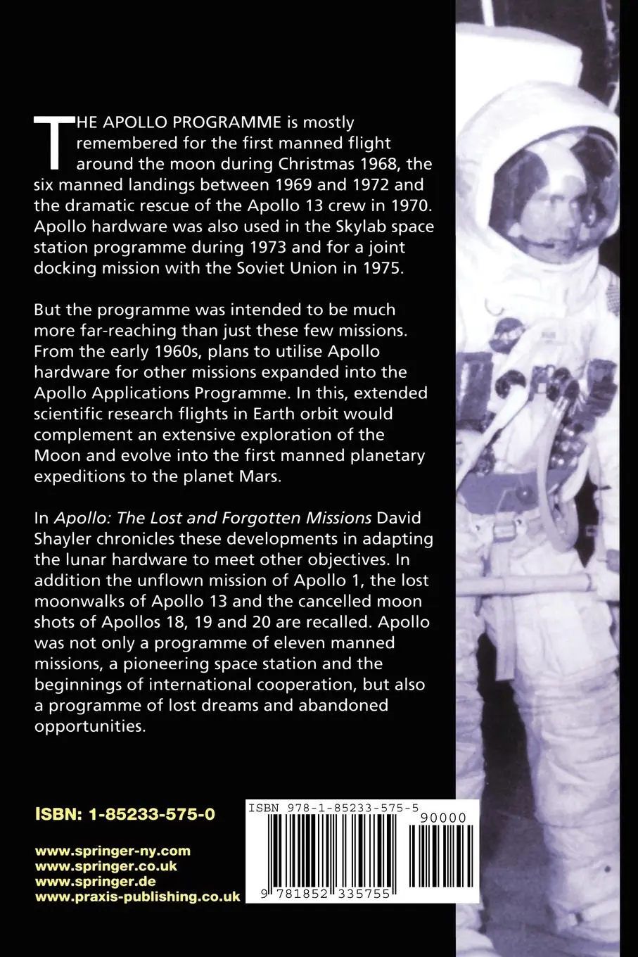 Rückseite: 9781852335755 | Apollo | The Lost and Forgotten Missions | Shayler David | Taschenbuch