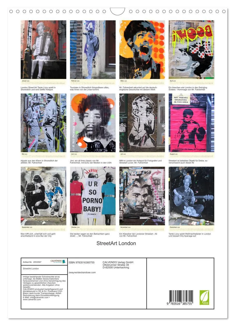 Bild: 9783516385755 | StreetArt London (Wandkalender 2026 DIN A3 hoch), CALVENDO...