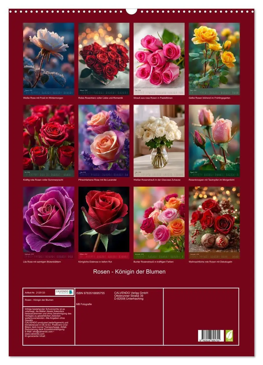 Bild: 9783516695755 | Rosen - Königin der Blumen (Wandkalender 2026 DIN A2 hoch),...