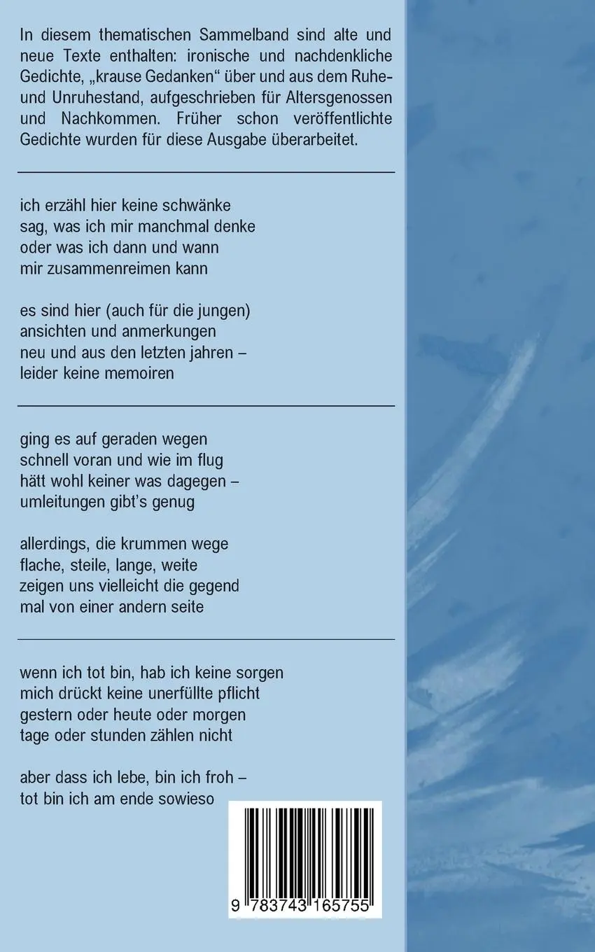 Rückseite: 9783743165755 | LEIDER KEINE MEMOIREN | Erich Krause | Taschenbuch | KRAUSE GEDANKEN