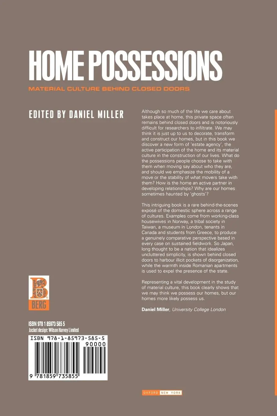Rückseite: 9781859735855 | Home Possessions | Material Culture Behind Closed Doors | Miller