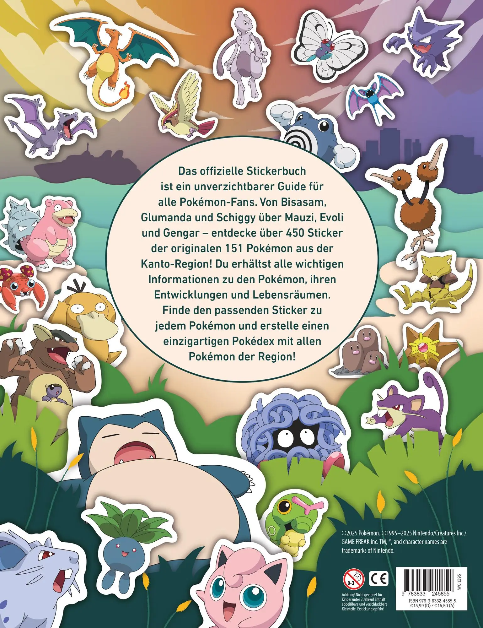 Rückseite: 9783833245855 | Pokémon: Das offizielle Stickerbuch Kanto-Region - Die ersten 151