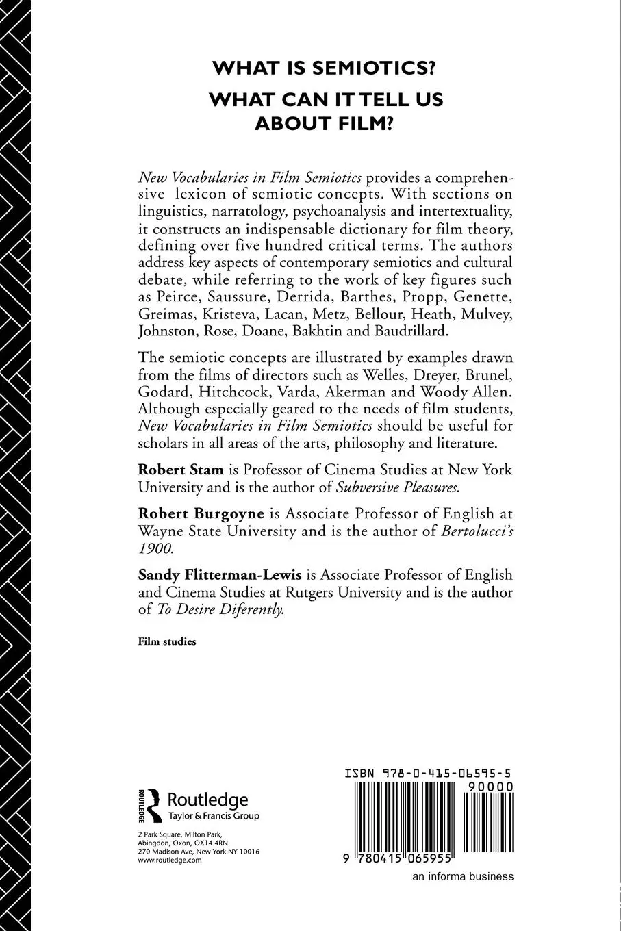 Rückseite: 9780415065955 | New Vocabularies in Film Semiotics | Robert Stam | Taschenbuch | 1992