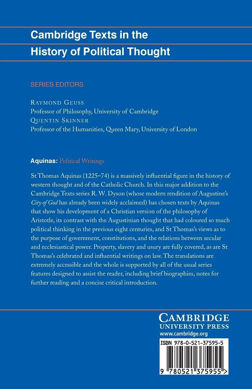 Rückseite: 9780521375955 | Aquinas | Political Writings | Thomas Aquinas | Taschenbuch | Englisch