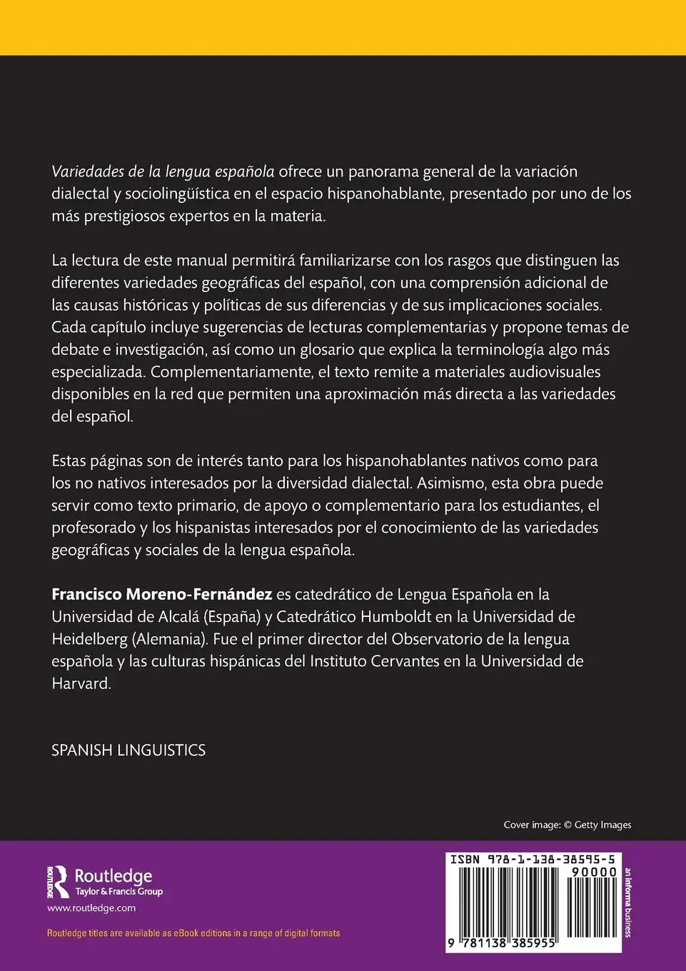 Rückseite: 9781138385955 | Variedades de la lengua española | Francisco Moreno-Fernández | Buch