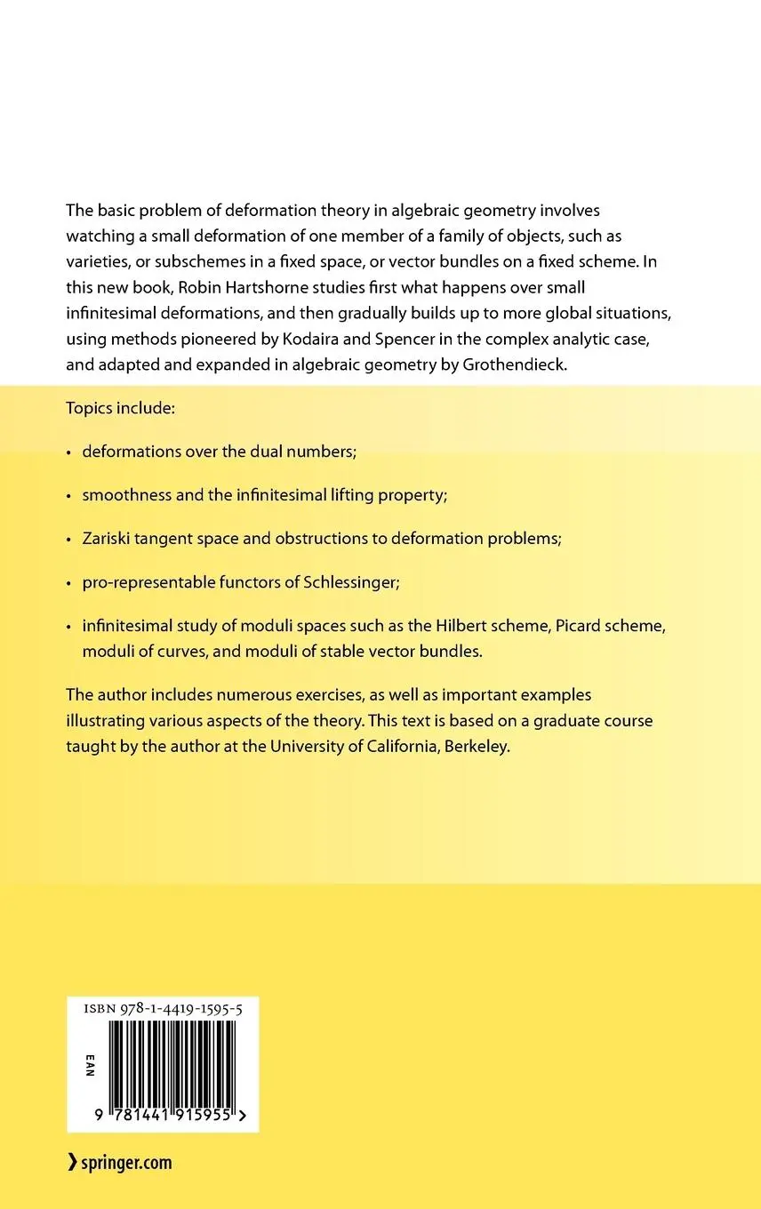 Rückseite: 9781441915955 | Deformation Theory | Robin Hartshorne | Buch | viii | Englisch | 2009