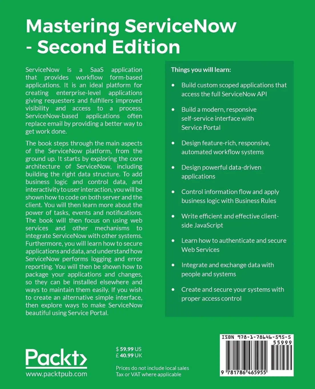 Rückseite: 9781786465955 | Mastering ServiceNow - Second Edition | Martin Wood | Taschenbuch