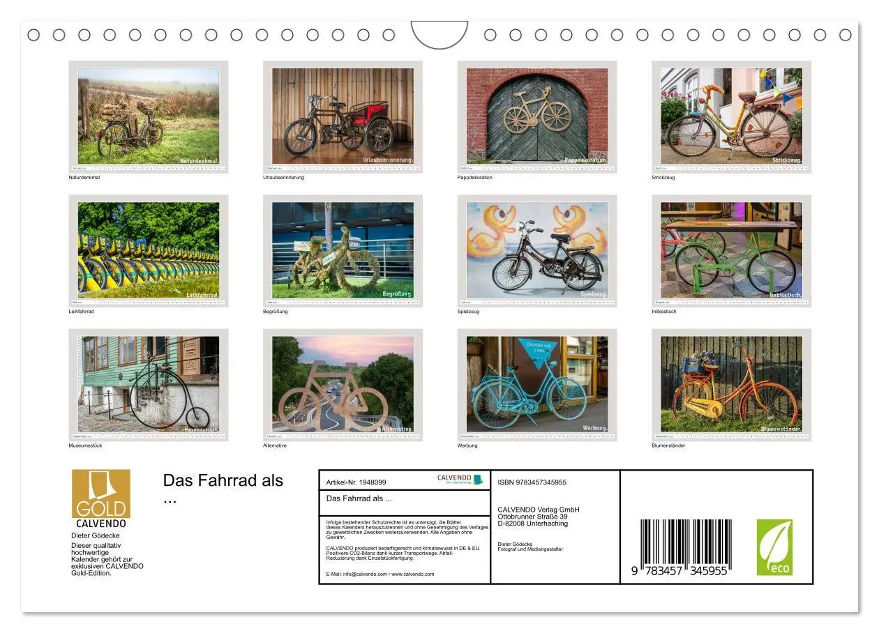 Bild: 9783457345955 | Das Fahrrad als ... (Wandkalender 2026 DIN A4 quer), CALVENDO...