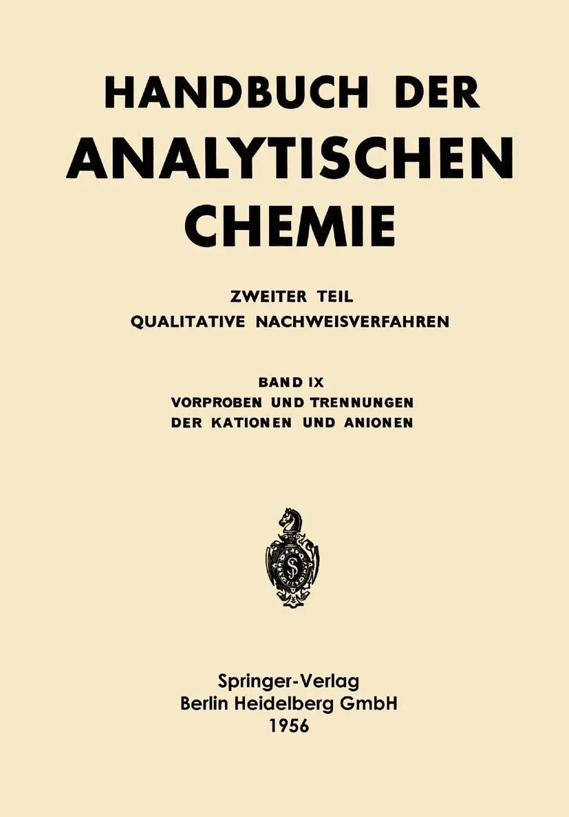 Cover: 9783662306055 | Vorproben und Trennungen der Kationen und Anionen | Jevins (u. a.)