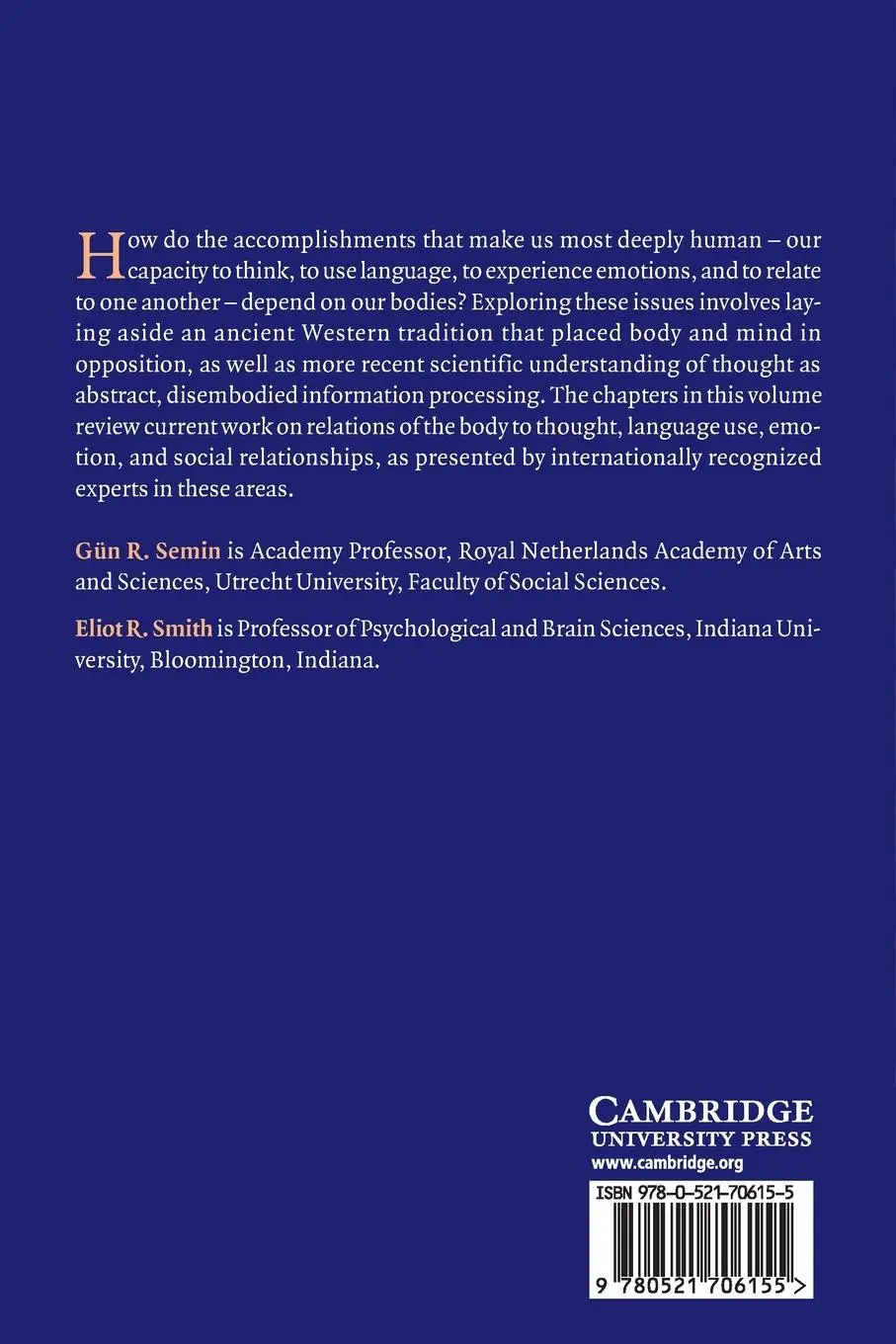 Rückseite: 9780521706155 | Embodied Grounding | Gün R. Semin (u. a.) | Taschenbuch | Englisch