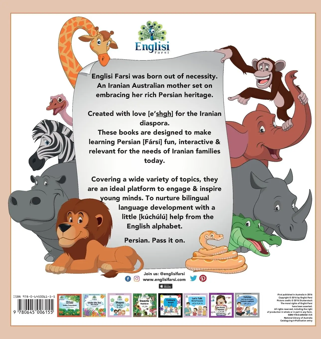 Rückseite: 9780645006155 | Englisi Farsi Persian Books Animals Heyvánát | Mona Kiani | Buch