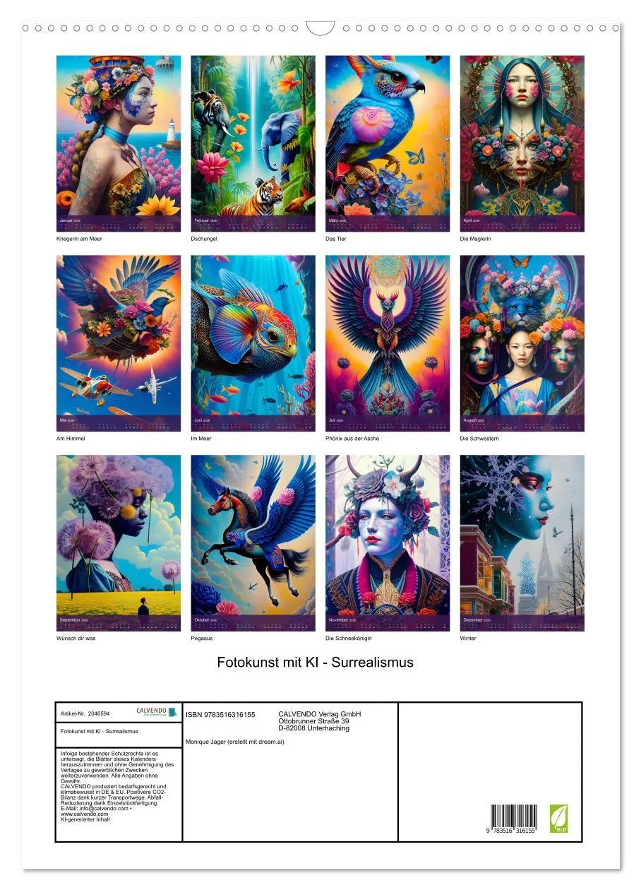 Bild: 9783516316155 | Fotokunst mit KI - Surrealismus (Wandkalender 2026 DIN A2 hoch),...