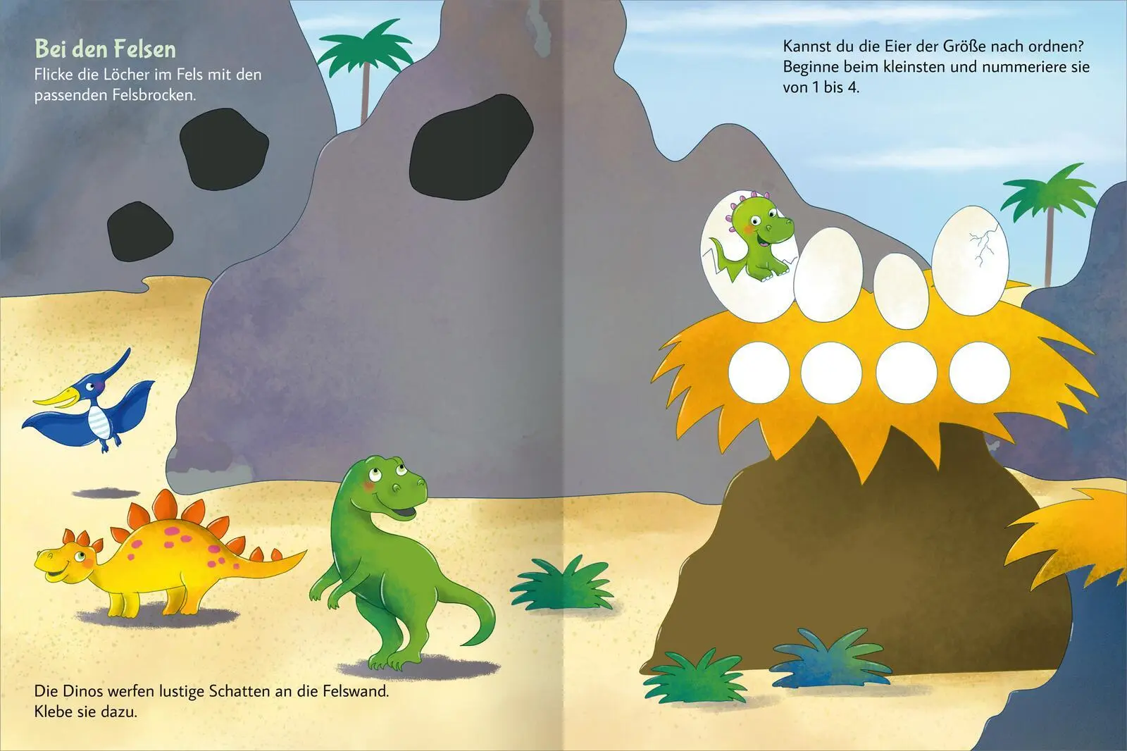 Bild: 9783845856155 | Stickern &amp; Rätseln - Dinosaurier | Löse die Rätsel mit Stickern | Buch
