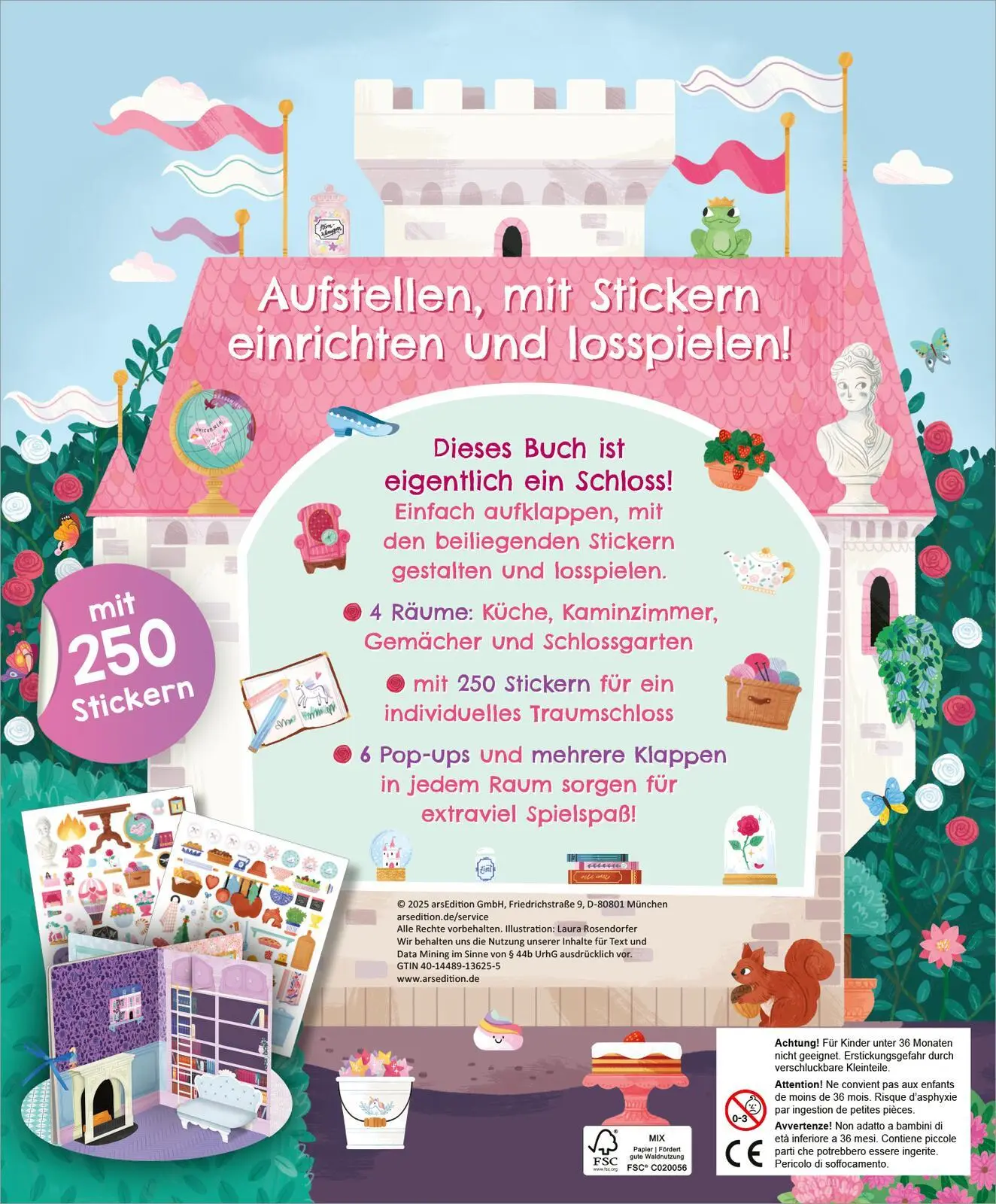 Rückseite: 4014489136255 | Mein großes Sticker-Spielschloss | Aufstellen, stickern und losspielen