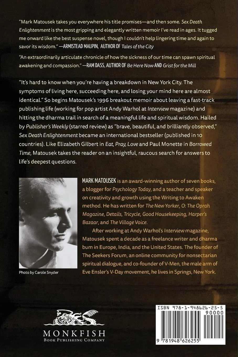 Rückseite: 9781948626255 | Sex Death Enlightenment | A True Story | Mark Matousek | Taschenbuch