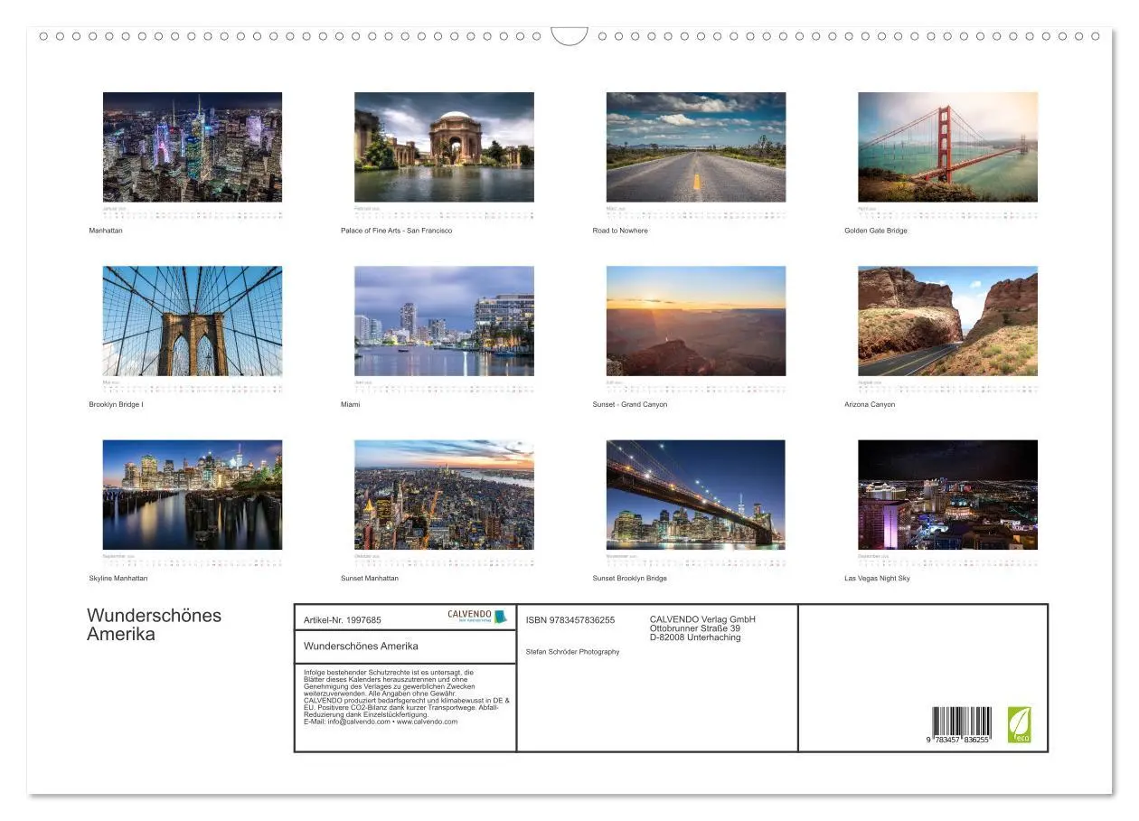 Bild: 9783457836255 | Wunderschönes Amerika (Wandkalender 2026 DIN A2 quer), CALVENDO...