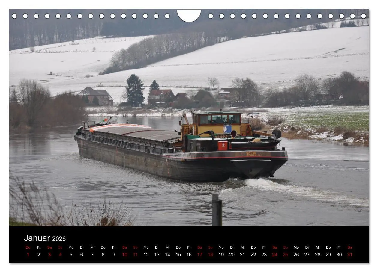 Bild: 9783457906255 | Schiffe auf der Oberweser (Wandkalender 2026 DIN A4 quer), CALVENDO...