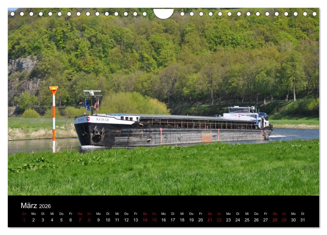Bild: 9783457906255 | Schiffe auf der Oberweser (Wandkalender 2026 DIN A4 quer), CALVENDO...