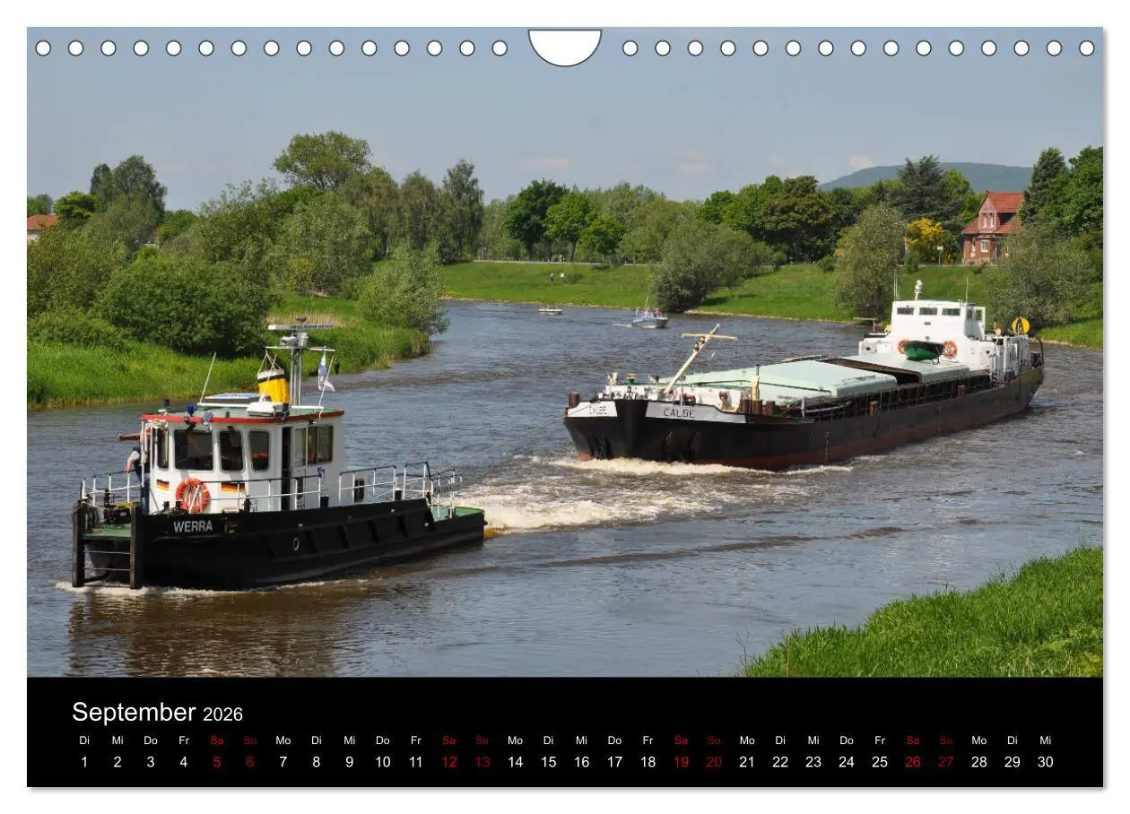 Bild: 9783457906255 | Schiffe auf der Oberweser (Wandkalender 2026 DIN A4 quer), CALVENDO...