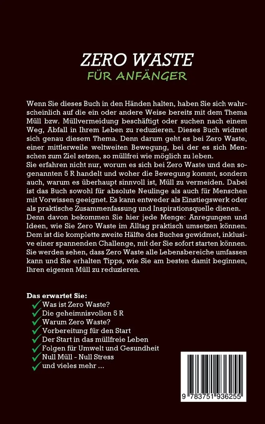 Rückseite: 9783751936255 | Zero Waste für Anfänger: Wie Sie Müll im Alltag vermeiden,...