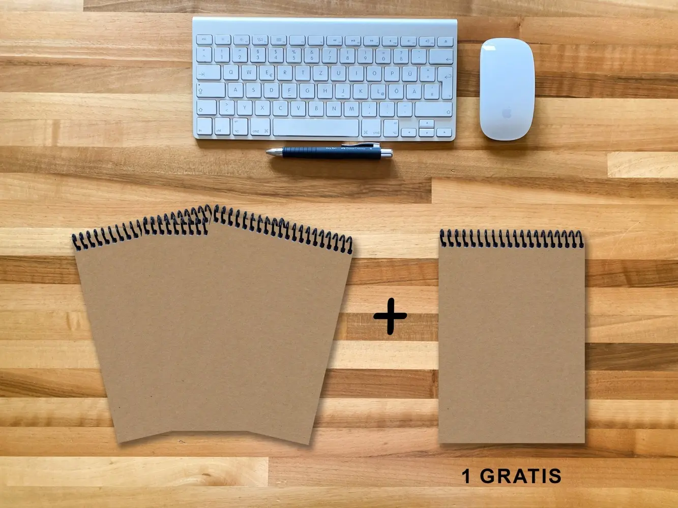 A 5 Notizblock - Set, 3+1 gratis, Luxury 80 Seiten MUSKAT Designerecycling, kariert 5x5mm