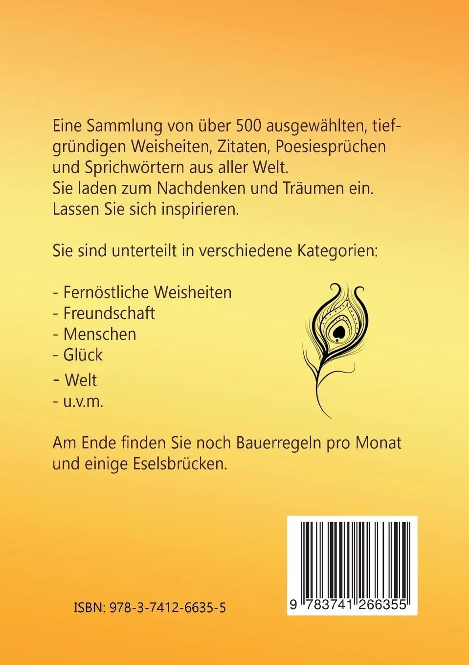 Rückseite: 9783741266355 | Ausgewählte Weisheiten, Zitate und Sprichworte aus aller Welt | Buch