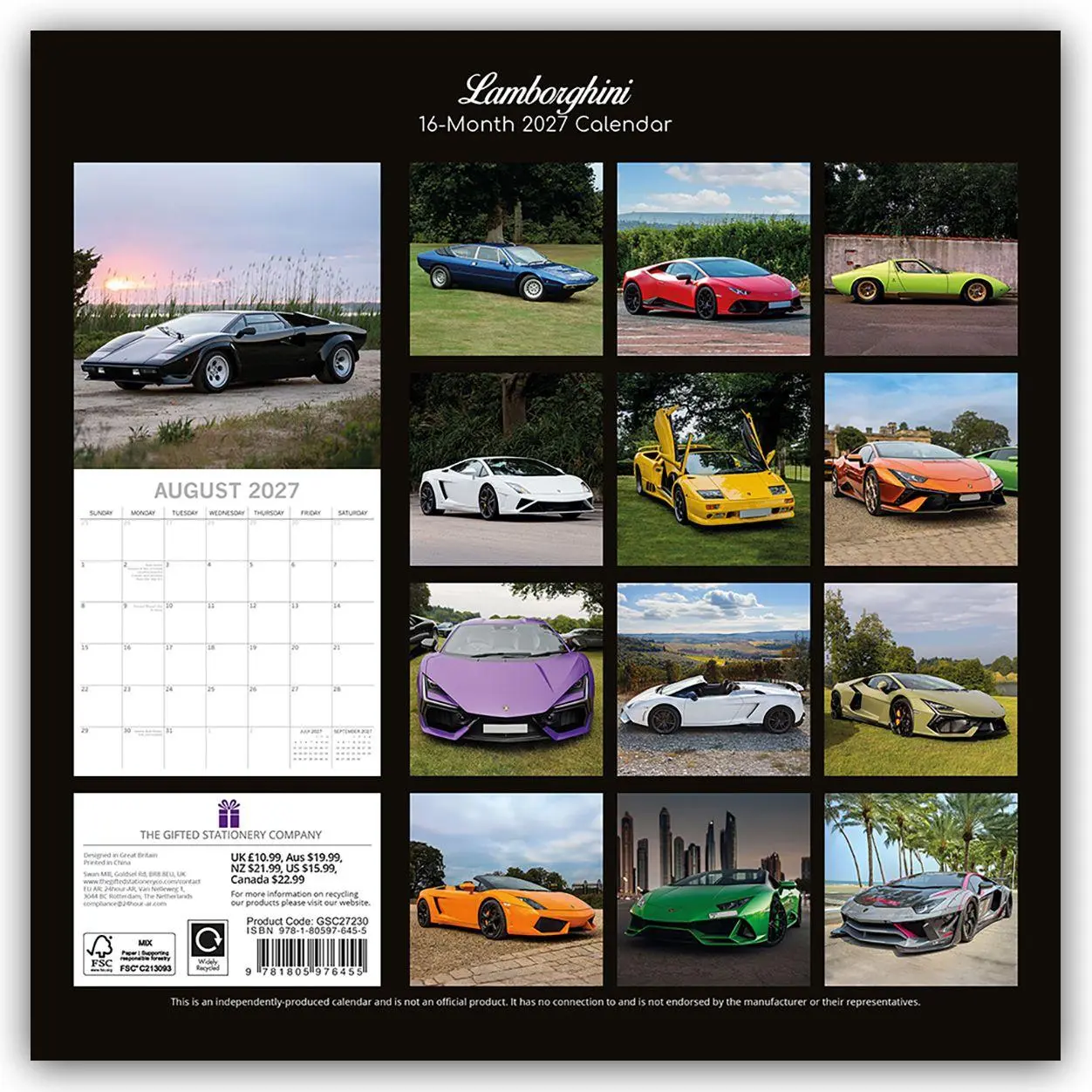 Rückseite: 9781805976455 | Lamborghini 2027 - 16-Monatskalender | The Gifted | Kalender | 28 S.