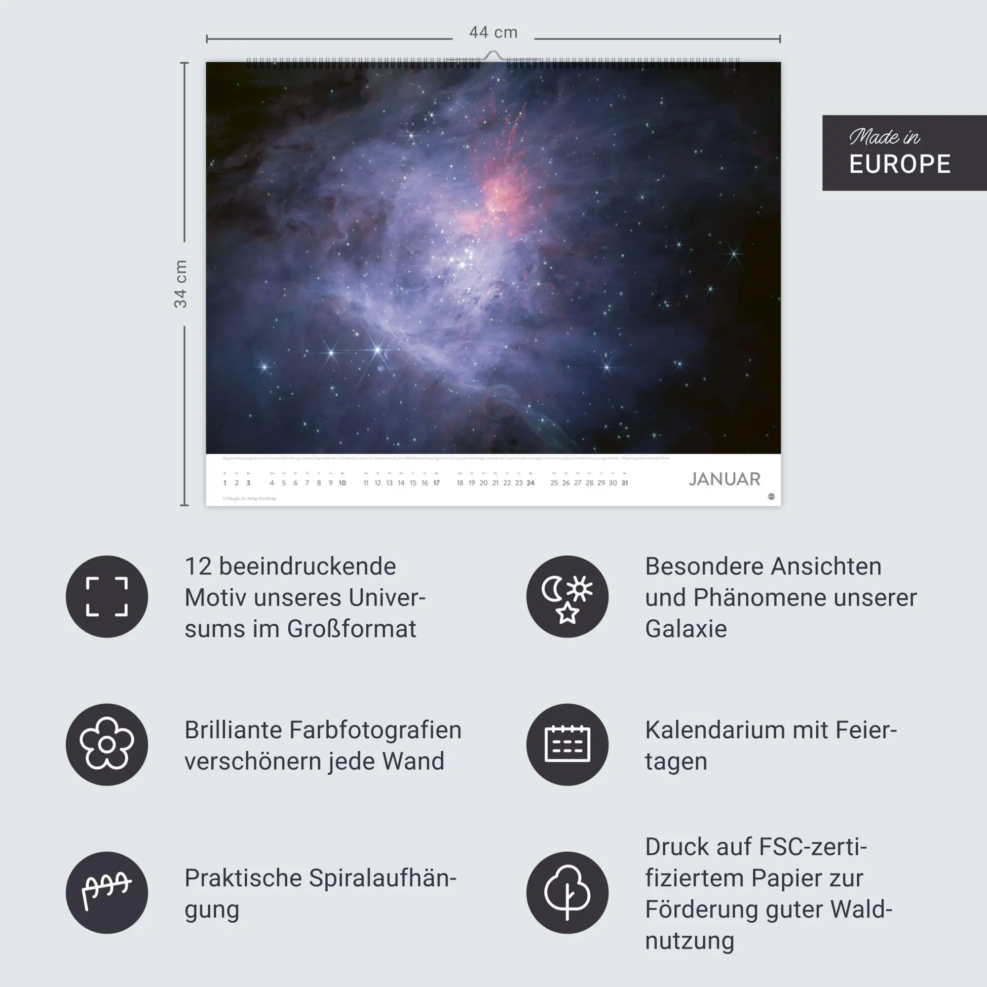 Bild: 9783756416455 | Das Universum Posterkalender 2027 | Heye | Kalender | Spiralbindung