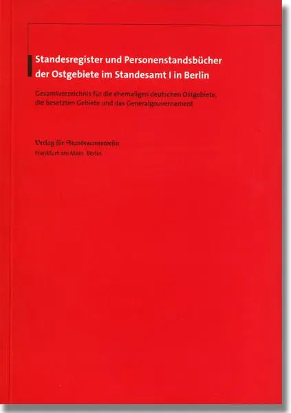 Cover: 9783801956455 | Standesregister und Personenstandsbücher der Ostgebiete im...