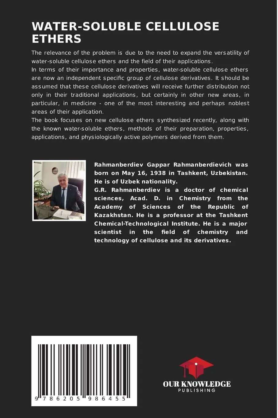 Rückseite: 9786205986455 | WATER-SOLUBLE CELLULOSE ETHERS | Gappar Rahmanberdiev | Taschenbuch