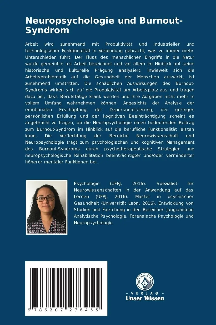 Rückseite: 9786207276455 | Neuropsychologie und Burnout-Syndrom | Aline Maria Simões de Coster