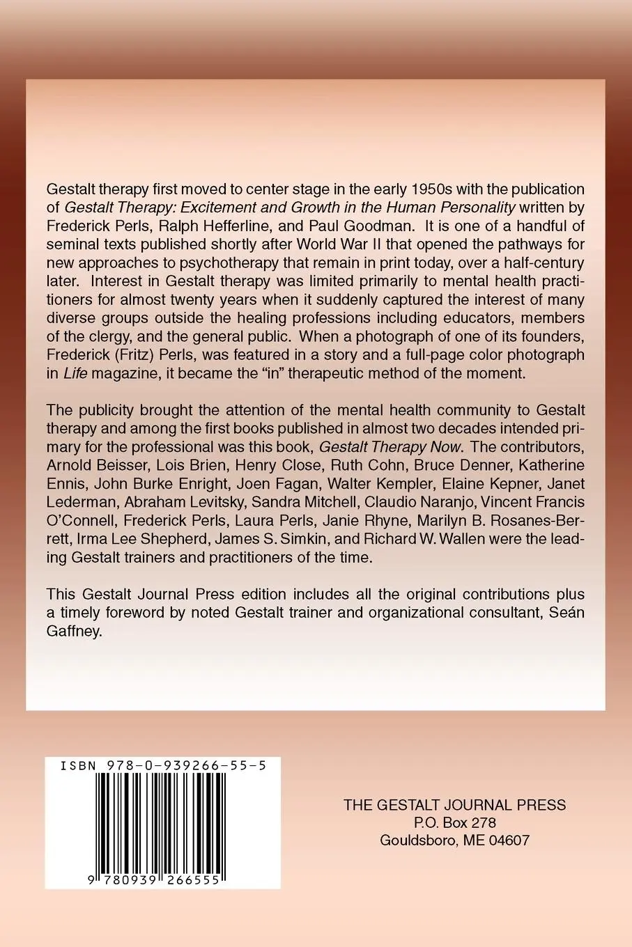 Rückseite: 9780939266555 | Gestalt Therapy Now | Irma Lee Shepherd (u. a.) | Taschenbuch | 2008