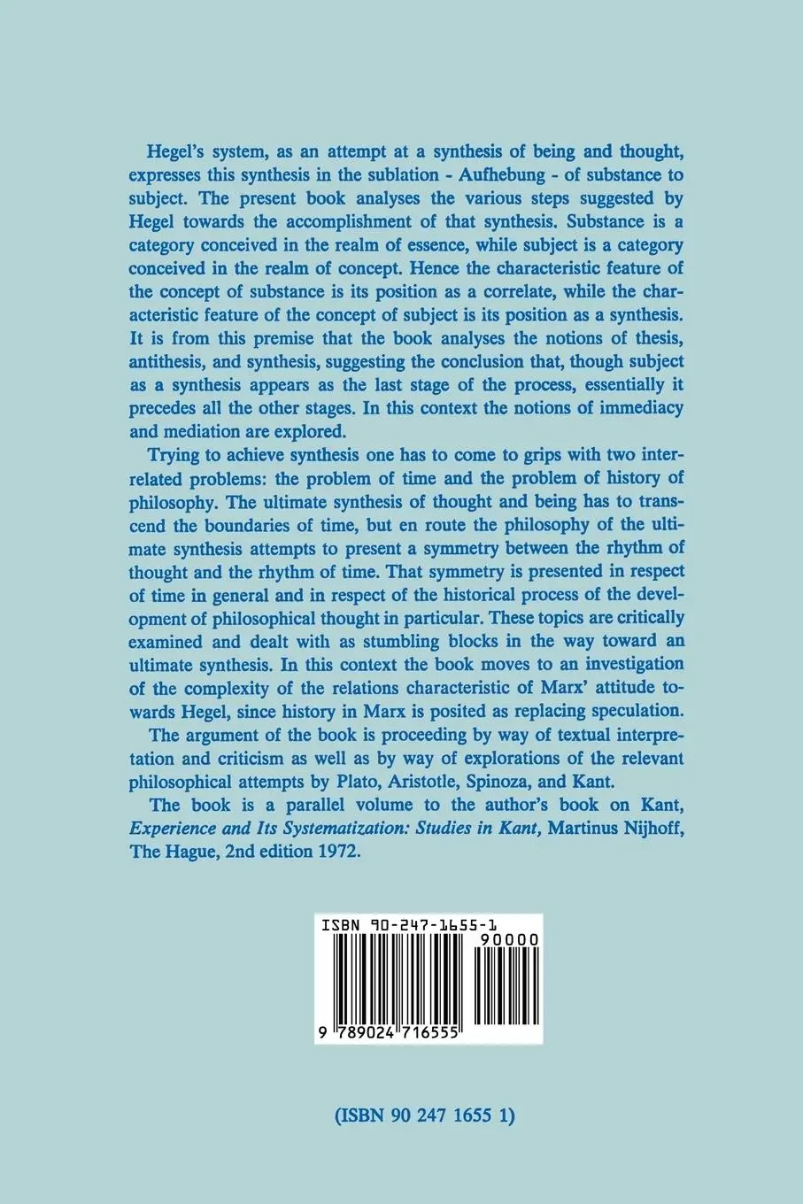 Rückseite: 9789024716555 | From Substance to Subject | Studies in Hegel | Nathan Rotenstreich