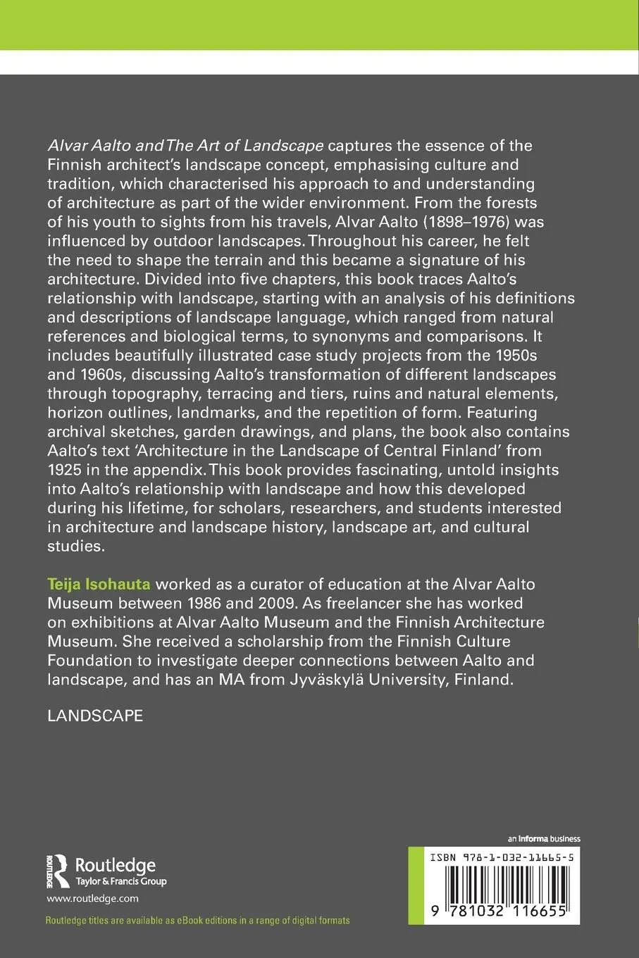 Rückseite: 9781032116655 | Alvar Aalto and The Art of Landscape | Teija Isohauta | Taschenbuch